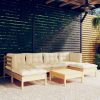 7 Piece Garden Lounge Set with Cushions Pinewood