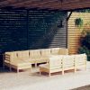 10 Piece Garden Lounge Set with Cushions Pinewood
