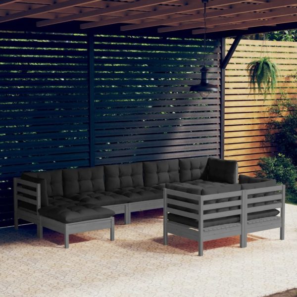 9 Piece Garden Lounge Set with Cushions Solid Pinewood