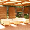 11 Piece Garden Lounge Set with Cushions Pinewood