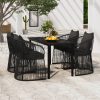 Garden Dining Set with Cushions Black