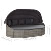 Outdoor Lounge Bed with Canopy Poly Rattan Grey