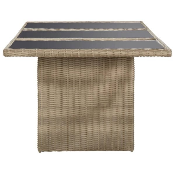 Garden Dining Table 200x100x74 cm Glass and Poly Rattan – Brown and Black