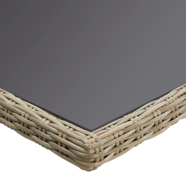 Garden Dining Table 200x100x74 cm Glass and Poly Rattan – Brown and Black