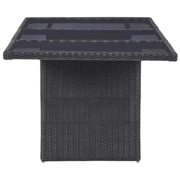Garden Dining Table 200x100x74 cm Glass and Poly Rattan – Black