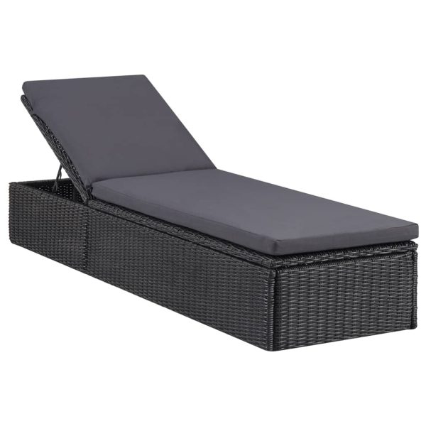Sunlounger Poly Rattan and – Black and Dark Grey