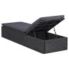 Sunlounger Poly Rattan and – Black and Dark Grey