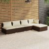 Garden Lounge Set with Cushions Poly Rattan Brown