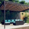 Garden Lounge Set with Cushions Black Poly Rattan