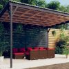 Garden Lounge Set with Cushions Brown Poly Rattan