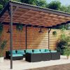 Garden Lounge Set with Cushions Black Poly Rattan