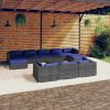 Garden Lounge Set with Cushions Grey Poly Rattan