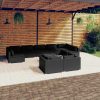 Garden Lounge Set with Cushions Black Poly Rattan