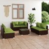 Garden Lounge Set with Cushions Poly Rattan Brown