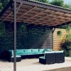 Garden Lounge Set with Cushions Poly Rattan Black