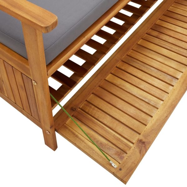 Garden Storage Bench Solid Acacia Wood – 120x63x84 cm, Brown and Grey