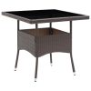 Outdoor Dining Table Poly Rattan and Glass