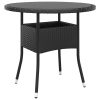 Garden Table 80×75 cm Tempered Glass and Poly Rattan