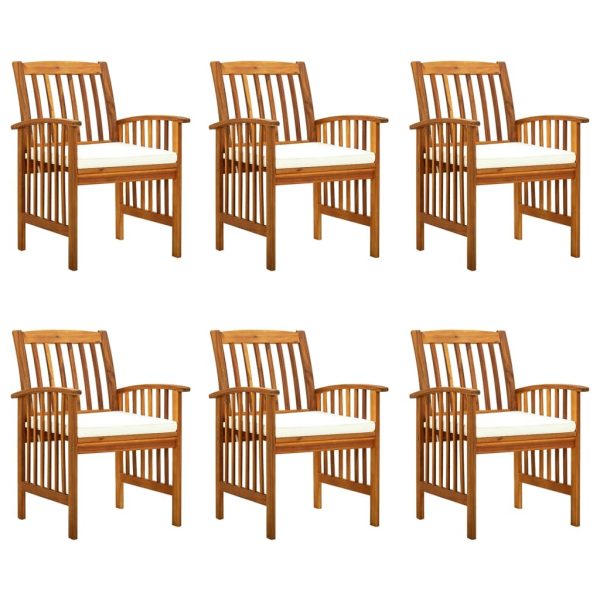 Garden Dining Chairs with Cushions Solid Acacia Wood