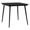 Garden Dining Table Black Steel and Glass