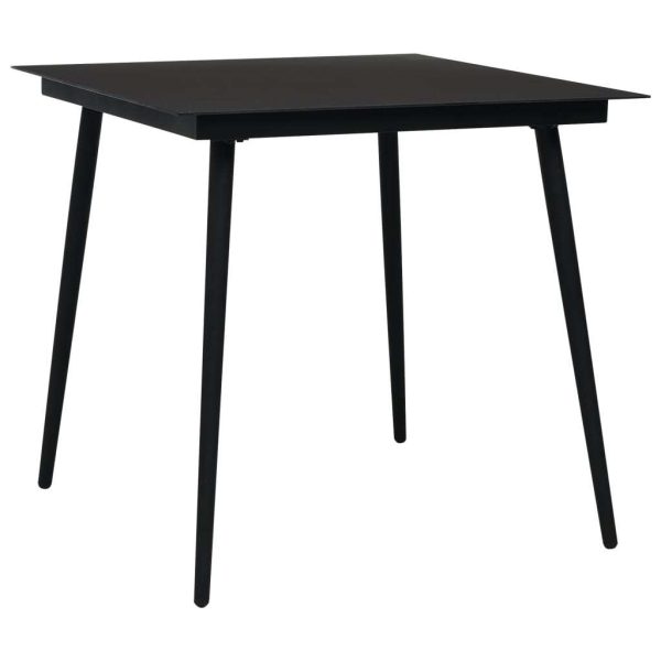 Garden Dining Table Black Steel and Glass