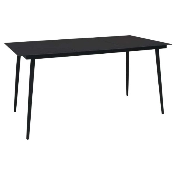 Garden Dining Table Black Steel and Glass