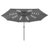 Outdoor Parasol with LED Lights and Metal Pole 400 cm Anthracite