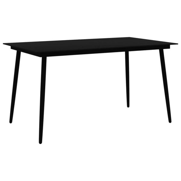 Garden Dining Table Black Steel and Glass