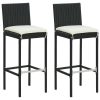 Garden Bar Stools with Cushions Poly Rattan