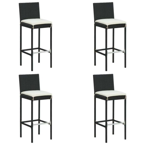 Garden Bar Stools with Cushions Poly Rattan