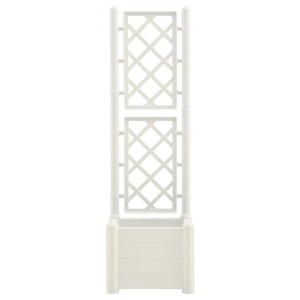 Garden Planter with Trellis 43x43x142 cm PP White