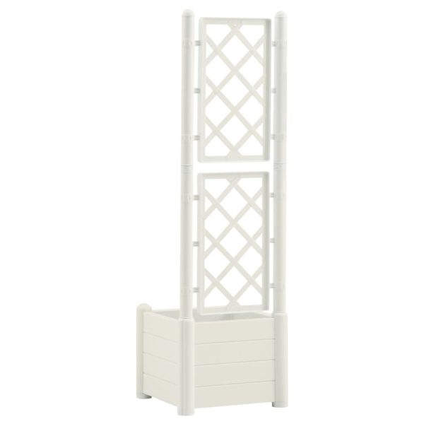 Garden Planter with Trellis 43x43x142 cm PP White