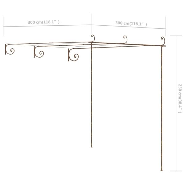 Garden Pergola Antique Brown 3x3x2.5 m Iron