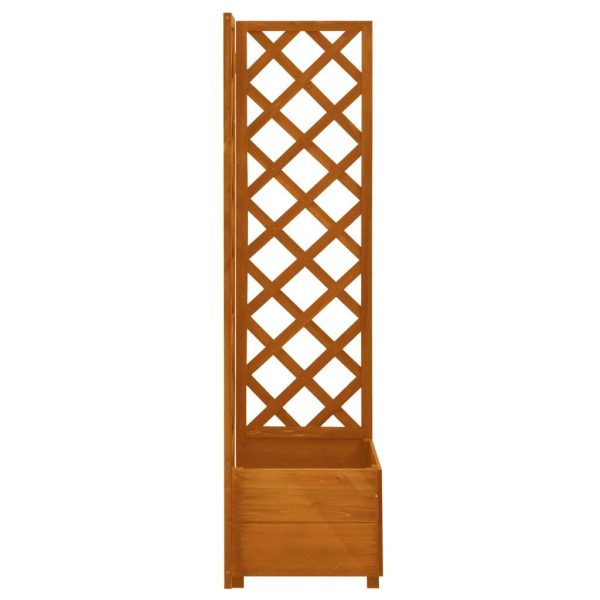 Corner Trellis Planter Orange 40x40x150 cm Solid Firwood