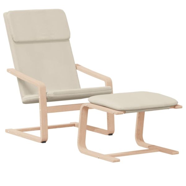 Relaxing Chair with Footstool Fabric – Cream