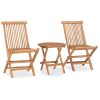 3 Piece Folding Outdoor Dining Set Solid Wood Teak