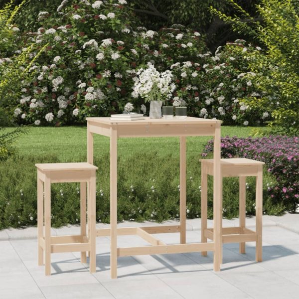 3 Piece Garden Bar Set Solid Pine Wood