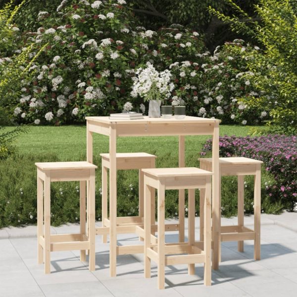 5 Piece Garden Bar Set Solid Pine Wood