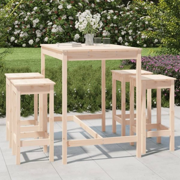 5 Piece Garden Bar Set Solid Pine Wood