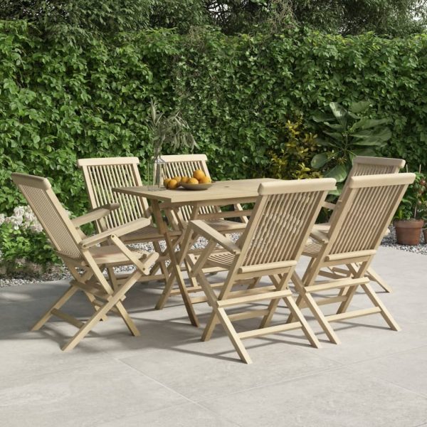 Folding Garden Chairs Grey 56x61x89 cm Solid Wood Teak