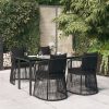 Garden Dining Set with Cushions Black