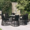 Garden Dining Set with Cushions Black