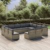 Garden Lounge Set with Cushions Grey Poly Rattan