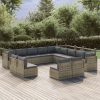 Garden Lounge Set with Cushions Grey Poly Rattan