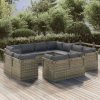 Garden Lounge Set with Cushions Grey Poly Rattan