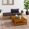 Corner Sofas with Cushions Solid Acacia Wood