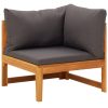 Corner Sofa with Cushions Solid Acacia Wood