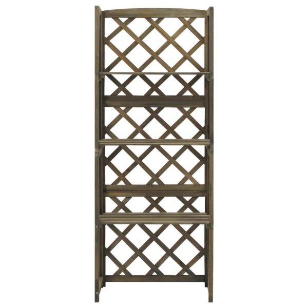 Trellis with Shelves Grey 55x30x140 cm Solid Fir Wood