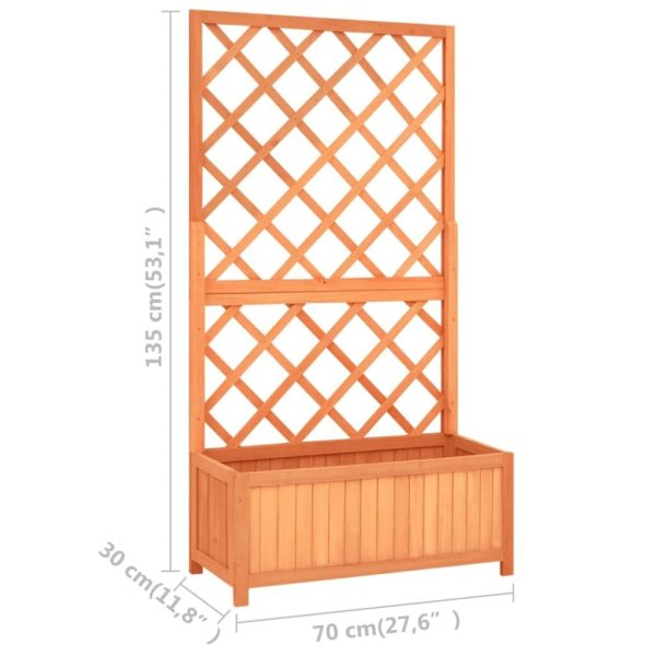 Garden Trellis Planter Brown 70x30x135 cm Solid Firwood