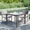 Garden Table Tempered Glass and Poly Rattan